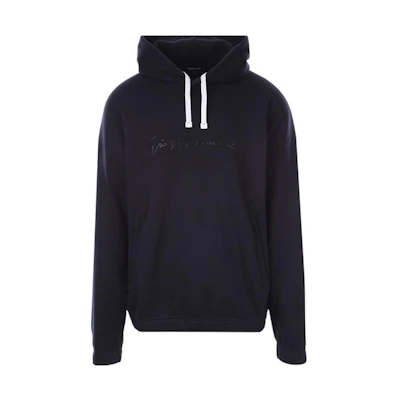 Giorgio Armani FW22 Solid Logo Pullover Hoodie Deep Blue 3LSM6G-SJL6Z-UBUV