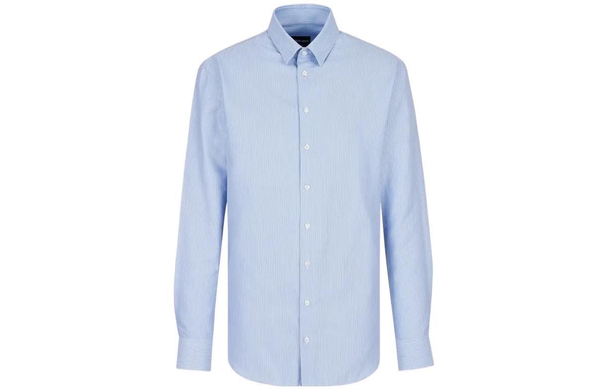 GIORGIO ARMANI FW22 Striped Printed Relaxed Long Sleeve Shirt Men Light Blue 8WGCCZMN-TZB31-F9TQ