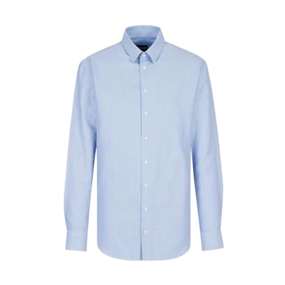 GIORGIO ARMANI FW22 Striped Printed Relaxed Long Sleeve Shirt Men Light Blue 8WGCCZMN-TZB31-F9TQ