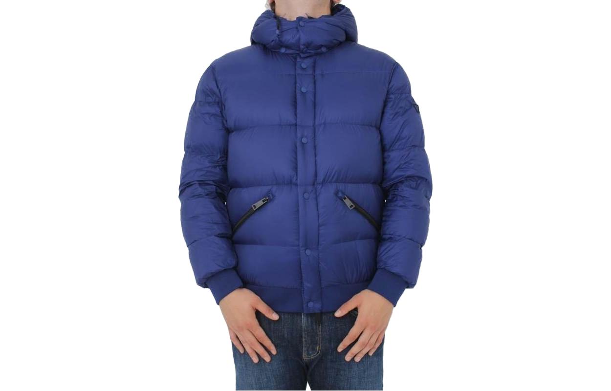 Giorgio Armani FW23 Blue Down Jacket with Detachable Hood and Zipper 6Y6B73-6NMZZ-1583
