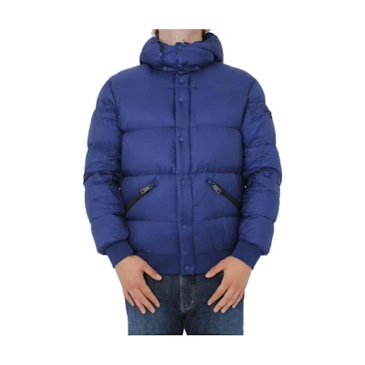 Giorgio Armani FW23 Blue Down Jacket with Detachable Hood and Zipper 6Y6B73-6NMZZ-1583