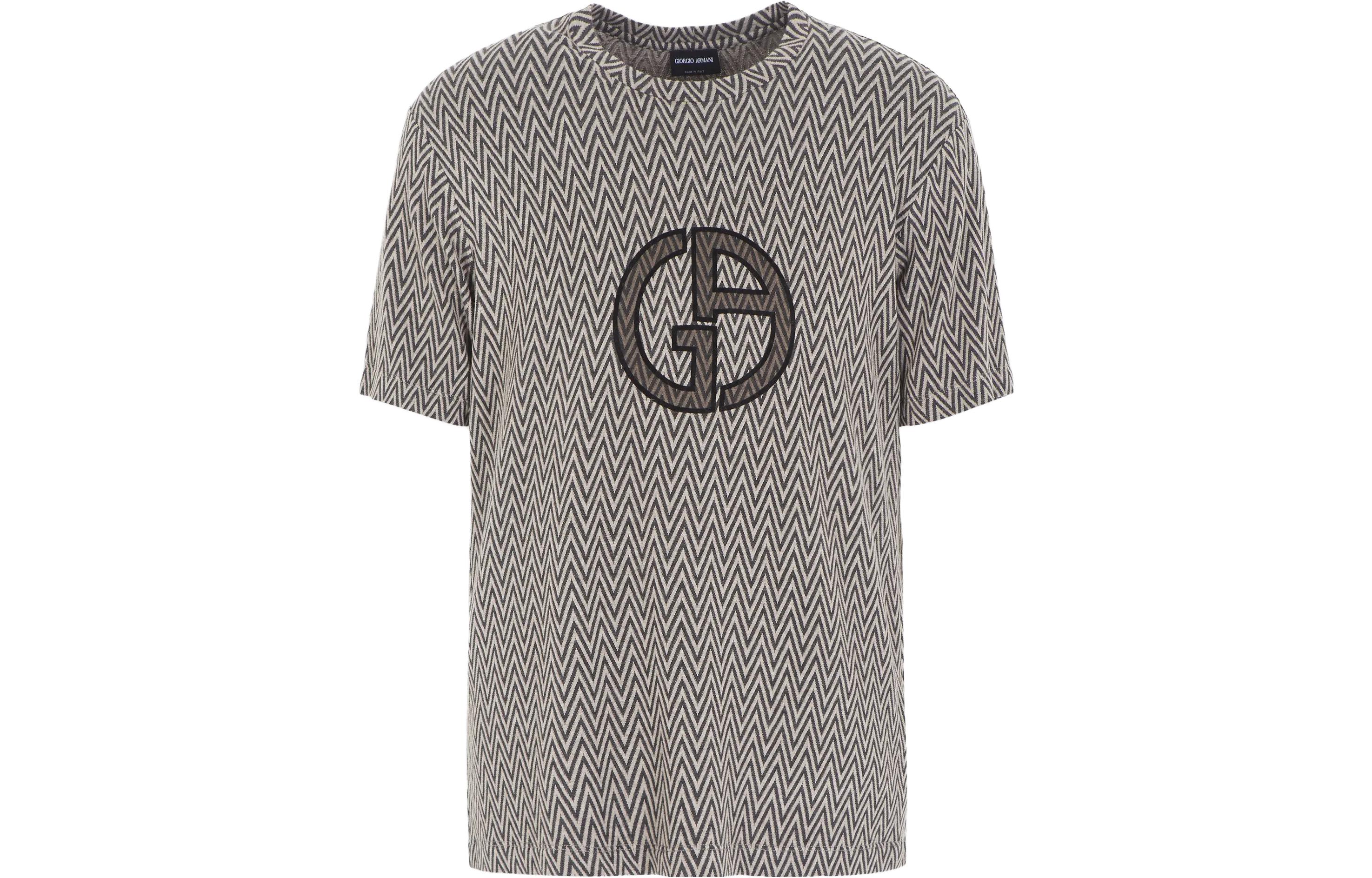 GIORGIO ARMANI FW23 Herringbone Jacquard Logo Tee Men’s Khaki 6RSM76-SJCGZ-PZF6
