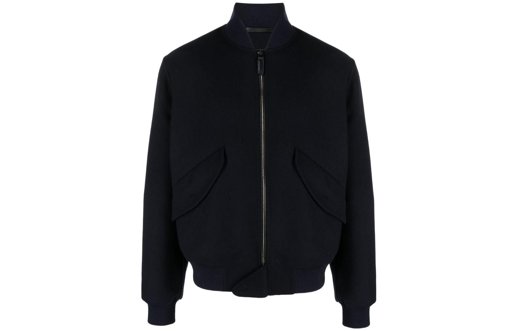 Giorgio Armani FW23 Solid Zip-Up Aviator Jacket Midnight Blue 3WGOB0AX-T0200-UBWF