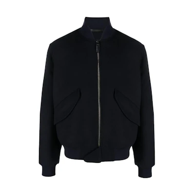 Giorgio Armani FW23 Solid Zip-Up Aviator Jacket Midnight Blue 3WGOB0AX-T0200-UBWF