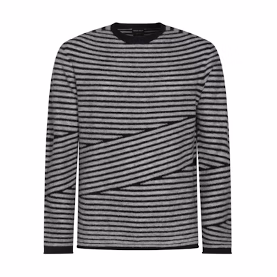 Giorgio Armani FW24 Color Block Striped Crewneck Sweatshirt Men’s Black GM000416-AF12388-FB064