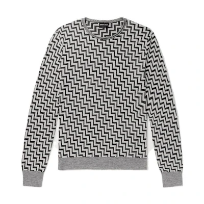 Giorgio Armani Geometric Pattern Crewneck Long Sleeve Sweater Unisex Black JVM1604571856282