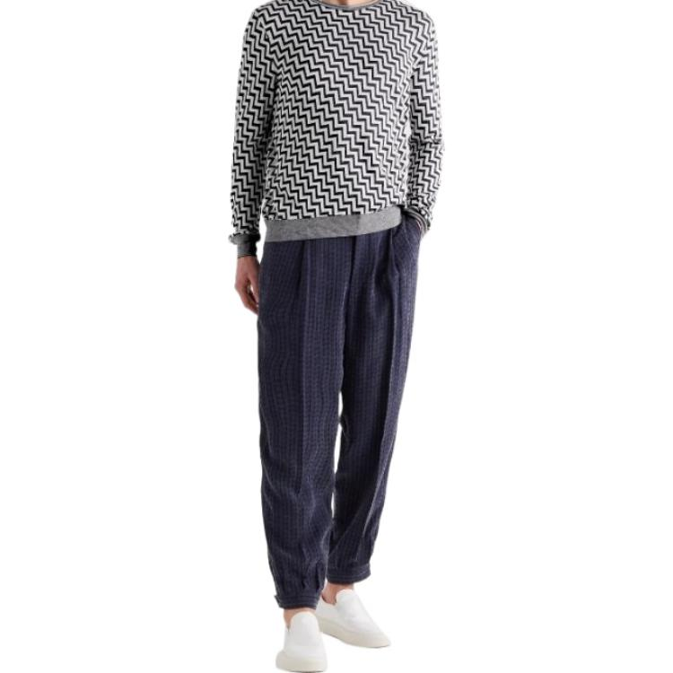 Giorgio Armani Geometric Pattern Crewneck Long Sleeve Sweater Unisex Black JVM1604571856282 圖 3