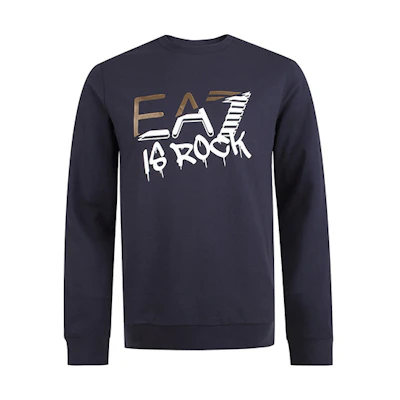 Giorgio Armani Graffiti Print Long Sleeve Sweatshirt Men’s Deep Blue 3HPMA7-PJ05Z-1554