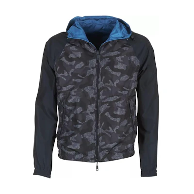 Giorgio Armani Grey Zip-Up Hoodie Jacket with Printed Design 3Y6B67-6NEPZ-2543