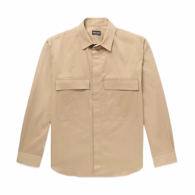 Giorgio Armani Khaki Blended Shirt Collar Single-Breasted Jacket JVM1628246012116