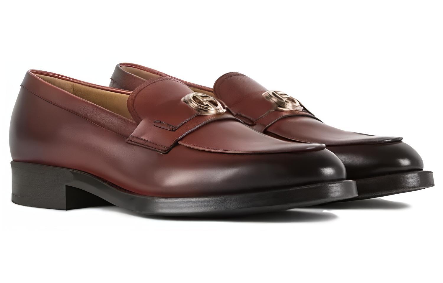 Shop Giorgio Armani Leather Loafer 'Brown' X2A392XF222100163