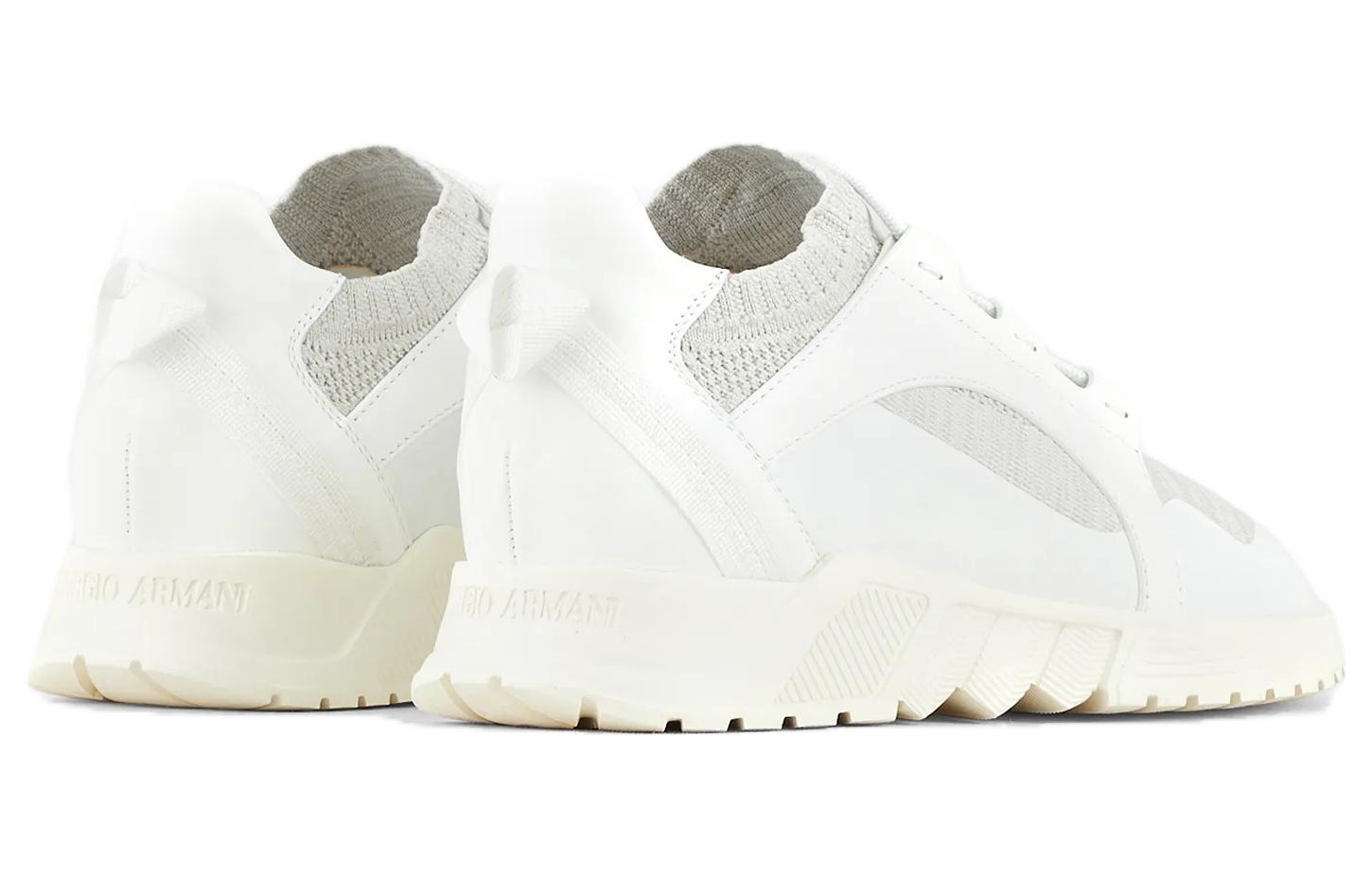 Shop Giorgio Armani Zapatillas de Cuero Bajas 'Moda Versátil Blanca' X2X174XN7651S712