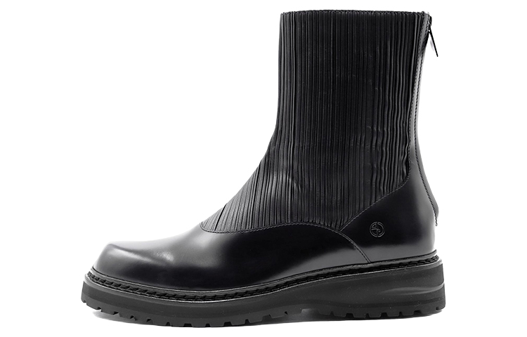 Giorgio Armani Leather Short Boots 'Fashion Zipper Black' X2M355XN9341K001