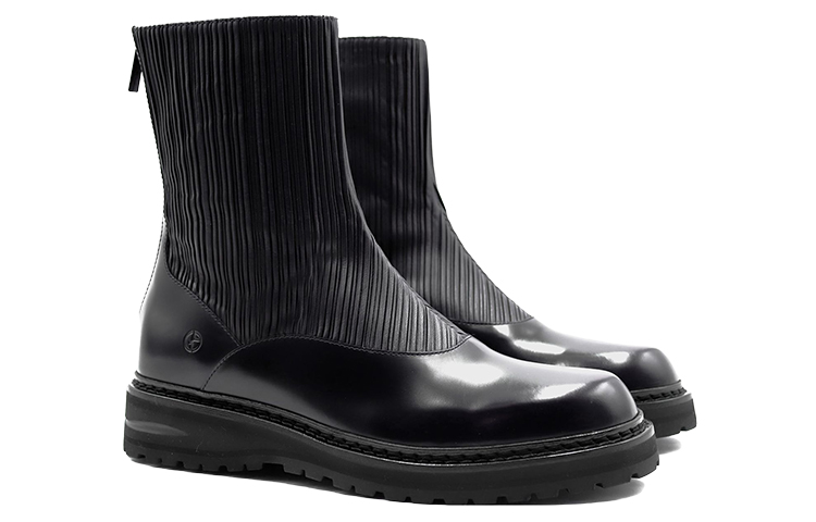 Order Giorgio Armani Boots Kulit Pendek 'Fashion Zipper Hitam' X2M355XN9341K001
