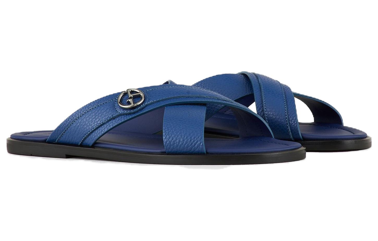 Lookbook Giorgio Armani Leather Slide 'Blue Black' X2P045XM8381B228