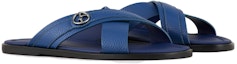 Lookbook Giorgio Armani Selipar Kulit 'Biru Hitam' X2P045XM8381B228