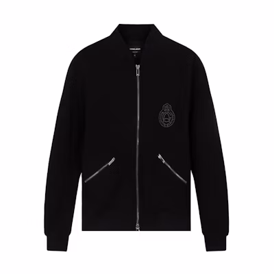 Giorgio Armani Logo Badge Print Zip-Up Jacket Black Long Sleeve 6GSB51-SJNEZ-UBUV