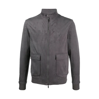 Giorgio Armani Logo Embroidered Zip-Up Jacket Gray Long Sleeve 6HSB50-SJGBZ-U8S4