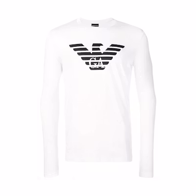 GIORGIO ARMANI Logo Print Crew Neck White T-Shirt for Men 8N1T64-JNQZ-0100