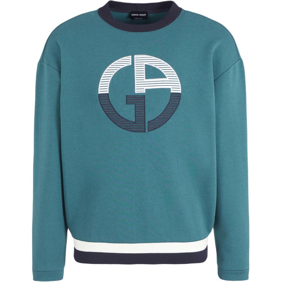 Giorgio Armani Logo Print Crewneck Long Sleeve Sweatshirt Green GM000397-TE11705-U9185
