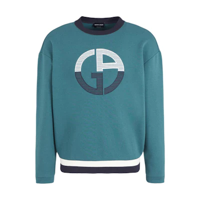 Giorgio Armani Logo Print Crewneck Long Sleeve Sweatshirt Green GM000397-TE11705-U9185
