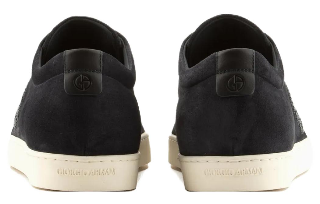 Shop Giorgio Armani Low-Top Suede Sneaker 'Versatile Black Fashion' X2X175XN9111E553