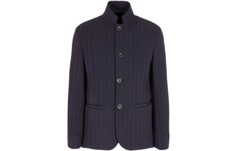 Giorgio Armani Navy Single-Breasted Plain Knit Blazer Jacket 3WGGG13Q-T042W-1UA5N