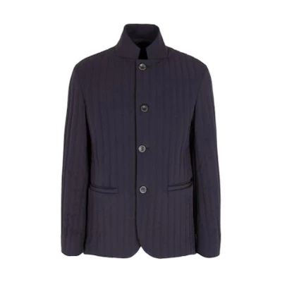 Giorgio Armani Navy Single-Breasted Plain Knit Blazer Jacket 3WGGG13Q-T042W-1UA5N