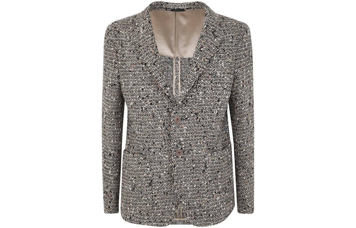 Giorgio Armani Single-Breasted Blazer with Notched Lapel - Gray 8WGGG02B-T04KM-PZ01