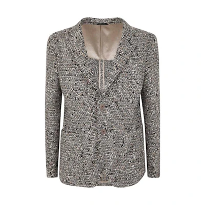 Giorgio Armani Single-Breasted Blazer with Notched Lapel - Gray 8WGGG02B-T04KM-PZ01