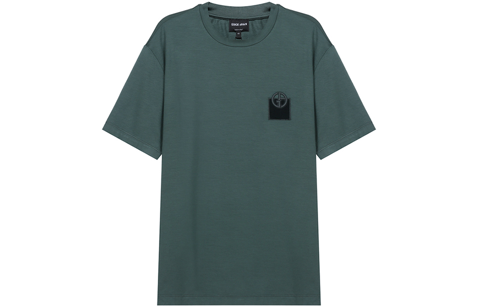 Order 조르지오 아르마니 남성용 다크 그린 솔리드 크루넥 티셔츠 6KSM74-SJKLZ-U7TZ