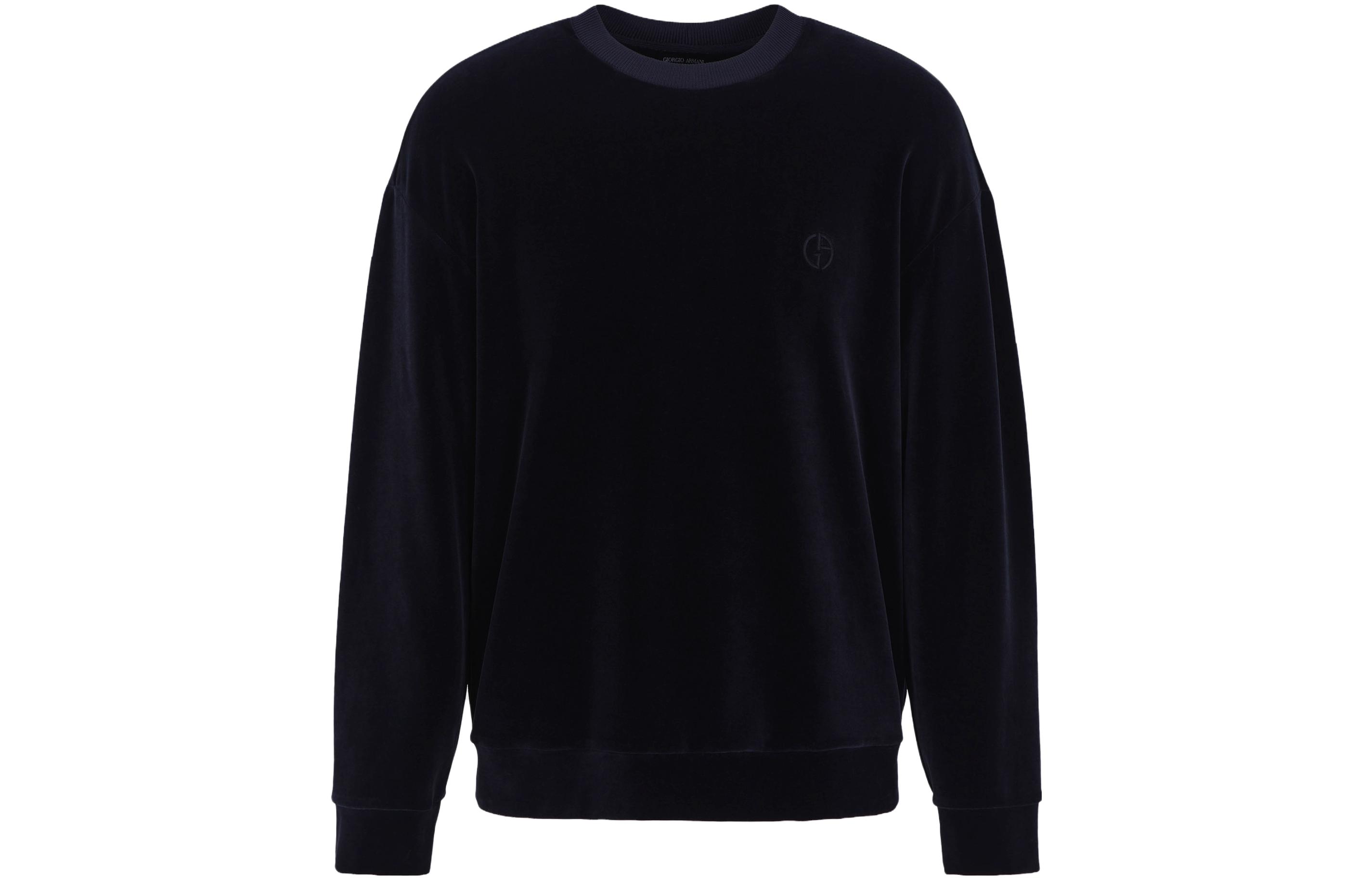 Giorgio Armani Solid Color Crewneck Casual Sweatshirt - Blue 6RSM54-SJNCZ-UBUV