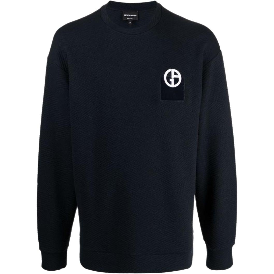 Giorgio Armani Solid Color Logo Print Knit Long-Sleeve Sweatshirt Men. 6KSM73SJNFZUBUV