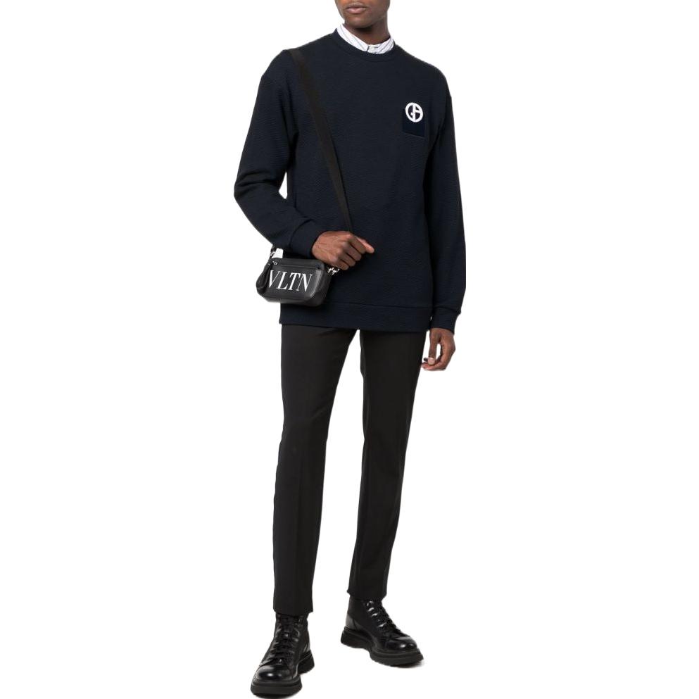 Lookbook Sweatshirt Lengan Panjang Pria Giorgio Armani Logo Warna Solid. 6KSM73SJNFZUBUV