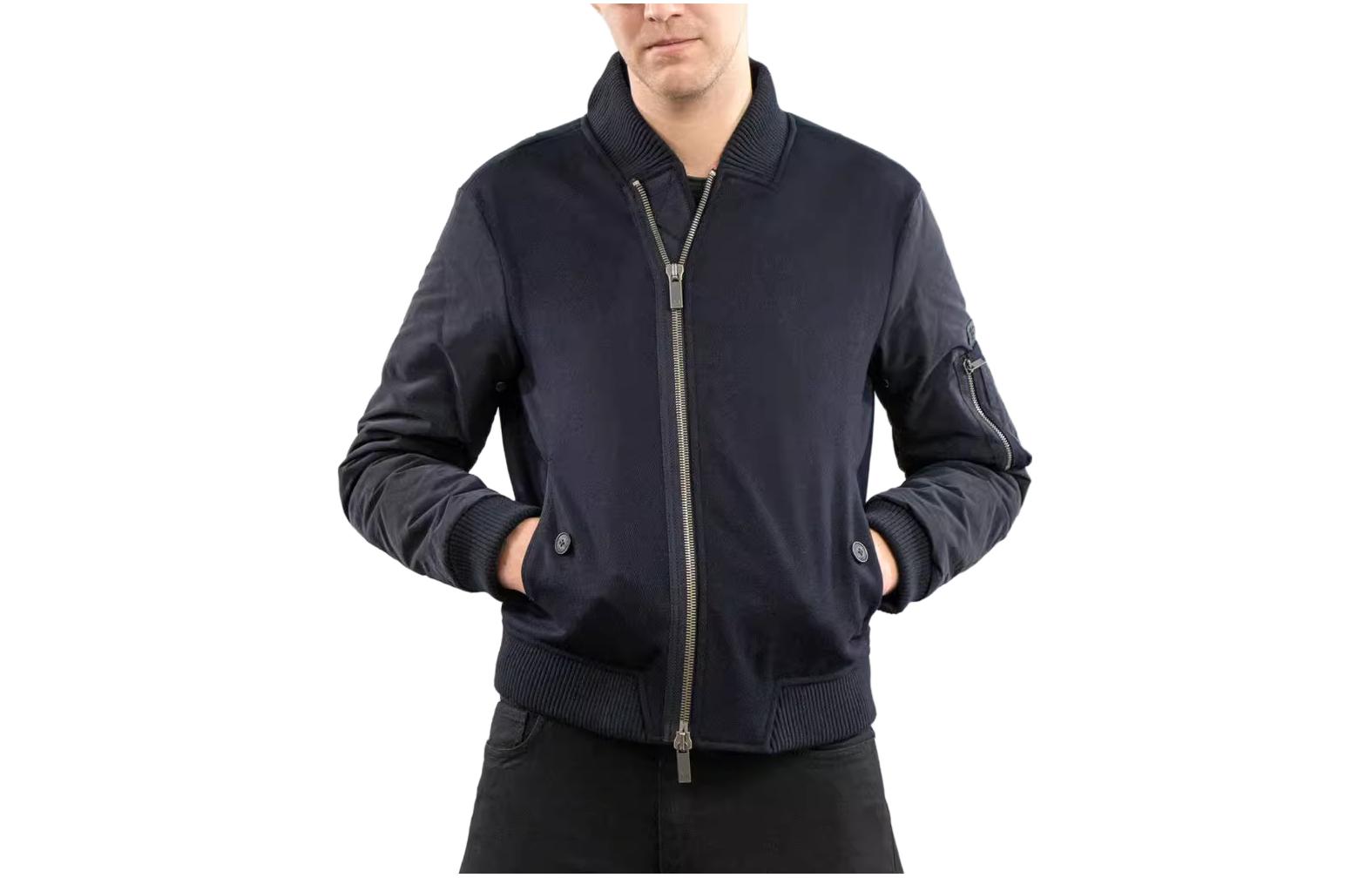 Giorgio Armani Solid Color Multi-Pocket Zip Jacket B6B69AQ-E5