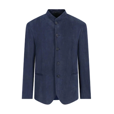 Giorgio Armani Solid Color Stand Collar Single-Breasted Jacket - Blue GM000035-TE10153-UB115