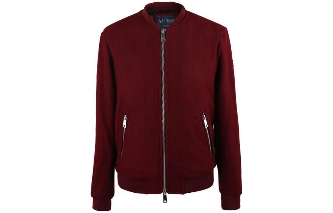 Giorgio Armani Solid Color Zip-Up Stand Collar Jacket Red 6X6B33-6NKBZ-1491