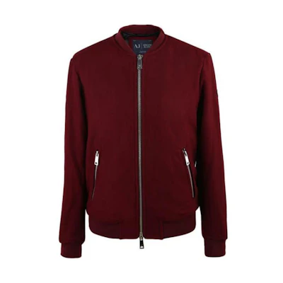 Giorgio Armani Solid Color Zip-Up Stand Collar Jacket Red 6X6B33-6NKBZ-1491