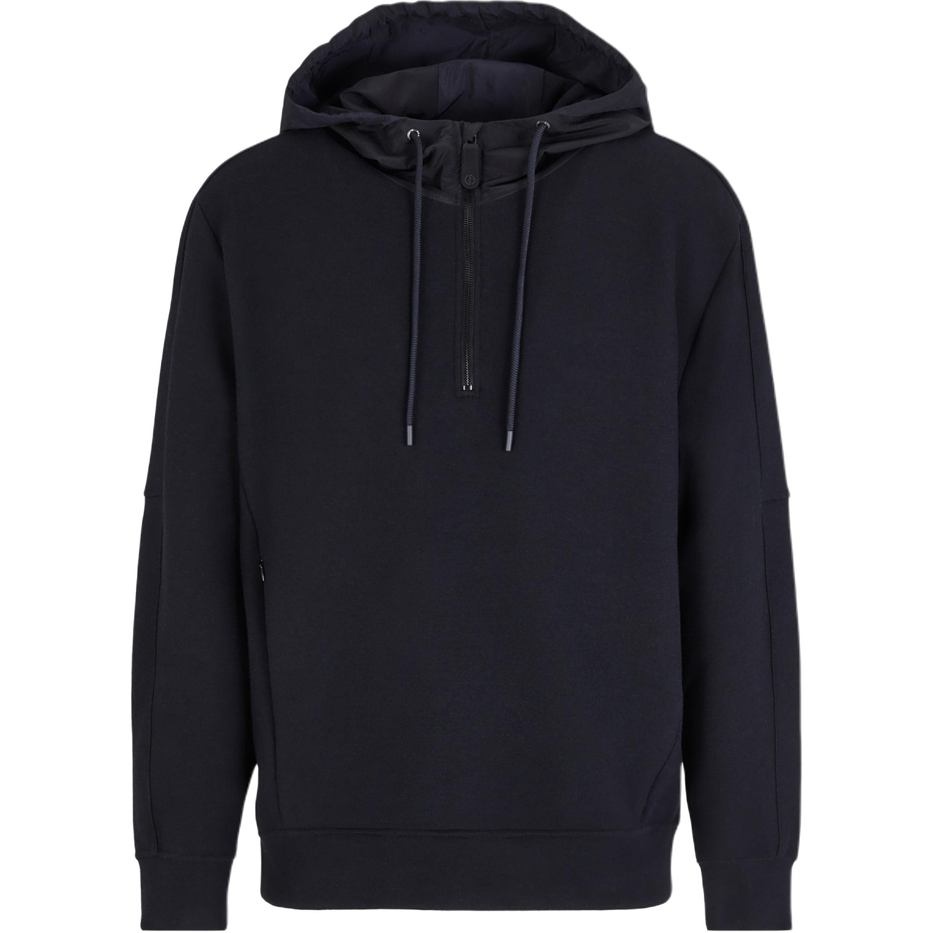 Giorgio Armani Solid Half-Zip Hoodie in Deep Navy Blue GM000774-TE12218U-8139