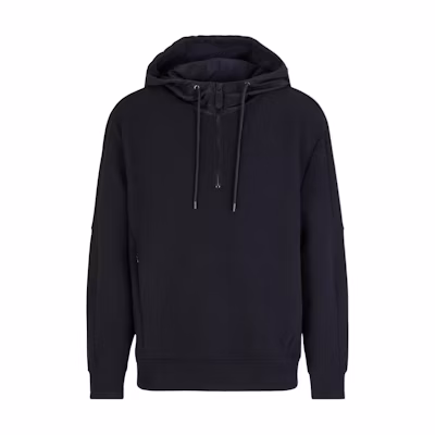 Giorgio Armani Solid Half-Zip Hoodie in Deep Navy Blue GM000774-TE12218U-8139