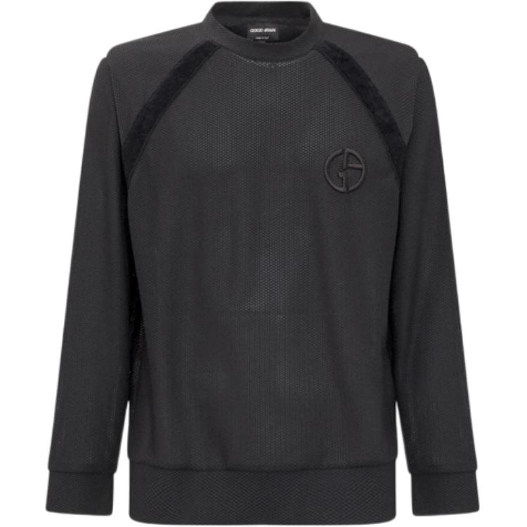 Giorgio Armani Solid Logo Embroidered Pullover Sweatshirt Men Black/Grey 6KSM77SJFJZUBWZ