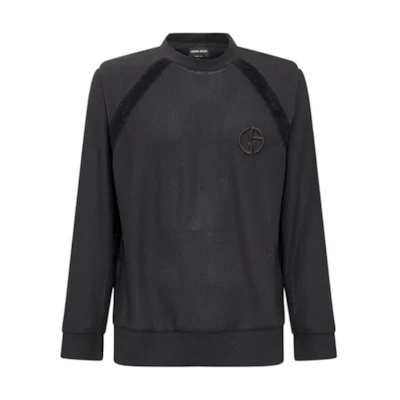 Giorgio Armani Solid Logo Embroidered Pullover Sweatshirt Men Black/Grey 6KSM77SJFJZUBWZ