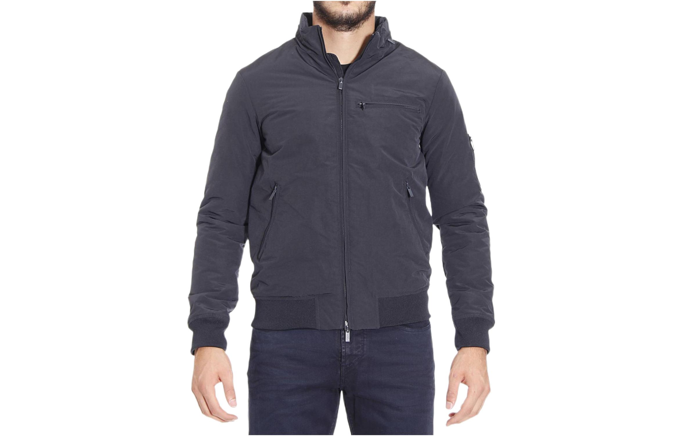 Giorgio Armani Solid Navy Blue Bomber Jacket for Men 06B05-UE-95