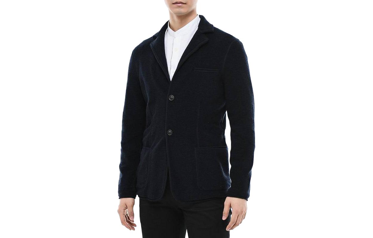 Giorgio Armani Solid Single-Breasted Long Sleeve Navy Jacket 3HSG06-SM39Z-UBSG