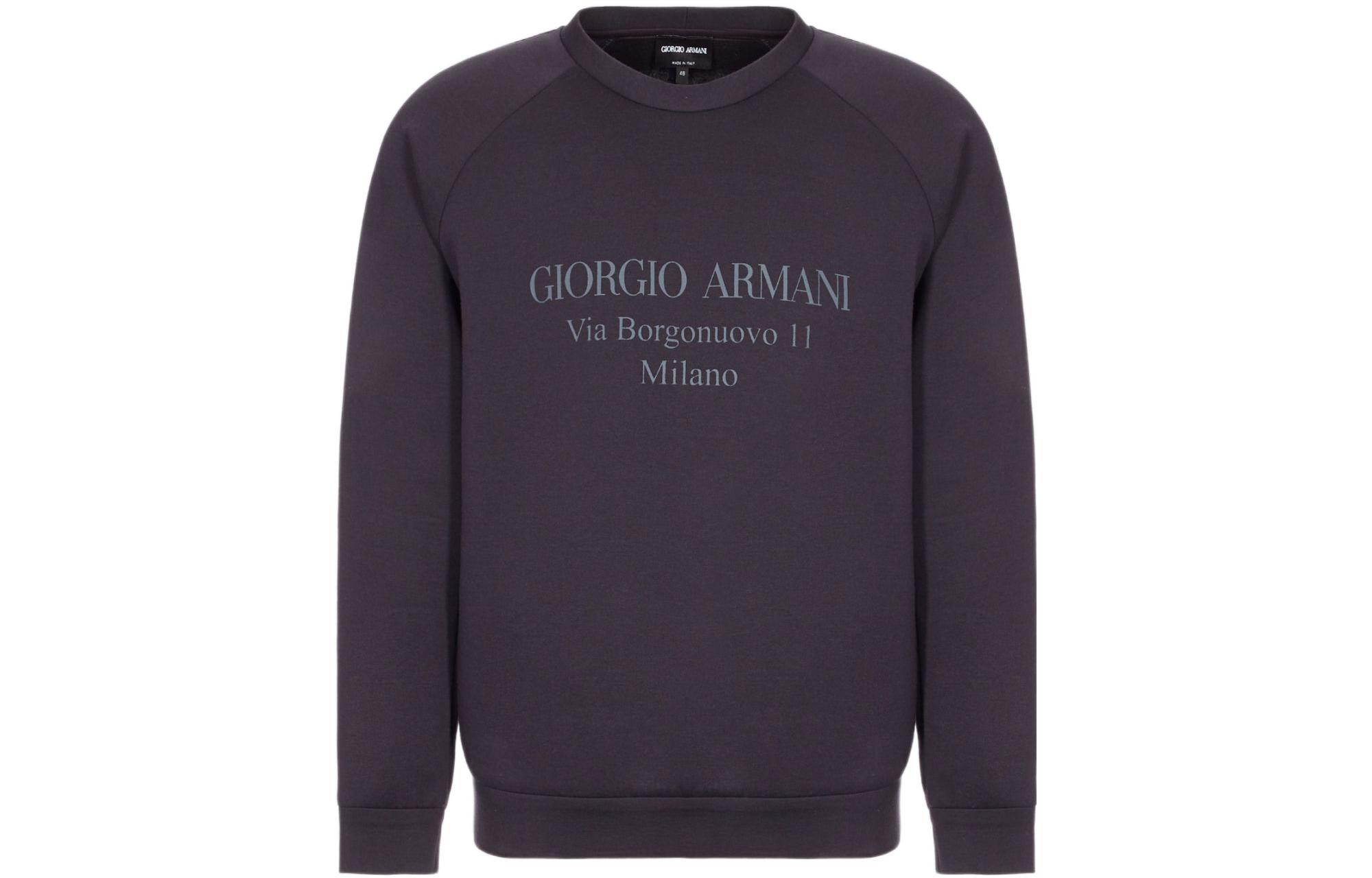 GIORGIO ARMANI SS21  Blue Cotton Printed Logo Crewneck Sweatshirt 3GSM81-SJSXZ-UBVN