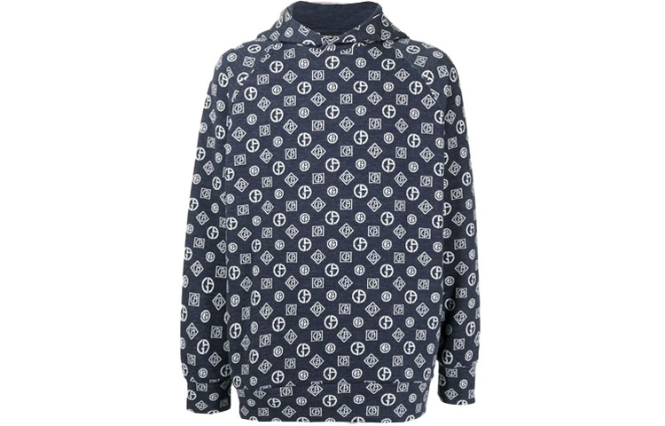 Giorgio Armani SS21 Classic Logo Hoodie Pullover Men’s Blue 3KSM61SJL1Z-FBN8
