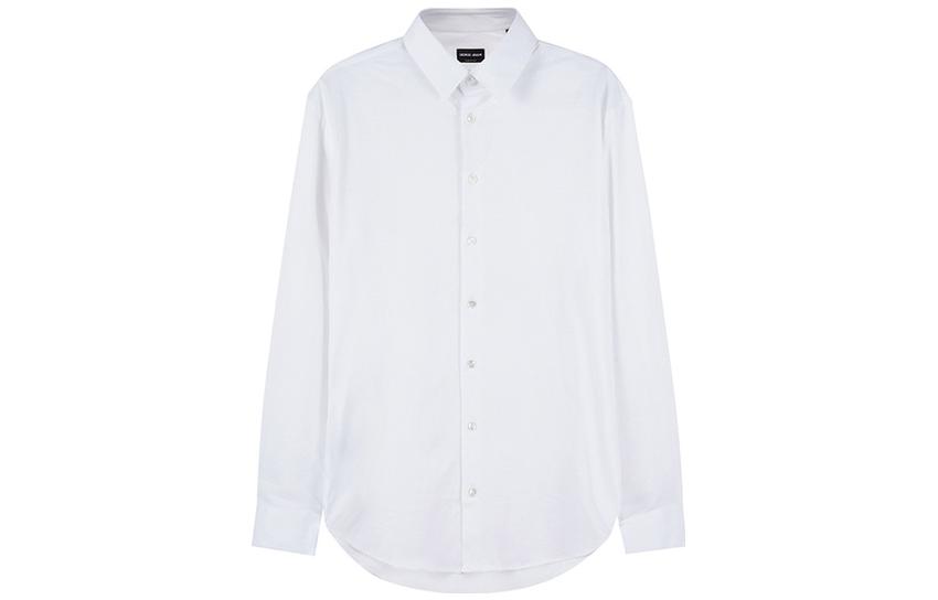 GIORGIO ARMANI SS21 Minimalist White Long Sleeve Casual Shirt. 8WGCCZ97JZ071U0BN