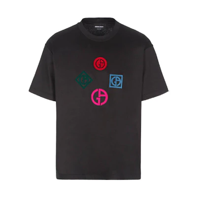 Giorgio Armani SS22 Black Logo Embroidered Crewneck T-Shirt. 3LSM78SJTKZ-UC99