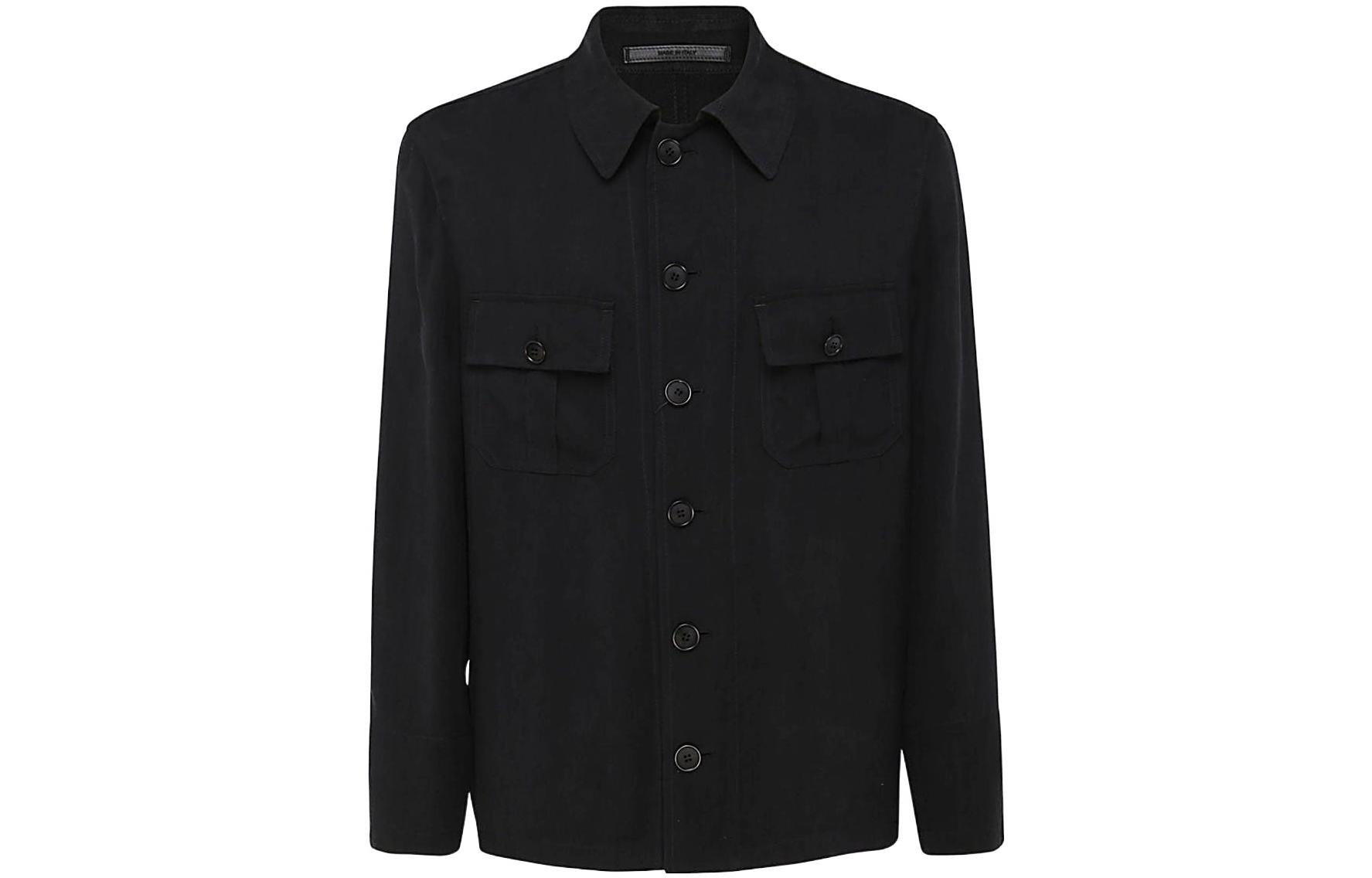 GIORGIO ARMANI SS22  Black Single-Breasted Shirt Jacket 2SGGG0RZT00ABU8YQ