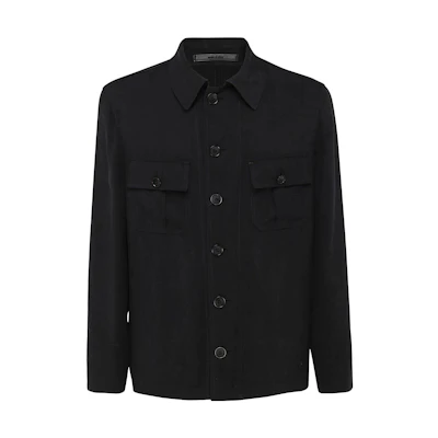 GIORGIO ARMANI SS22 Black Single-Breasted Shirt Jacket 2SGGG0RZT00ABU8YQ